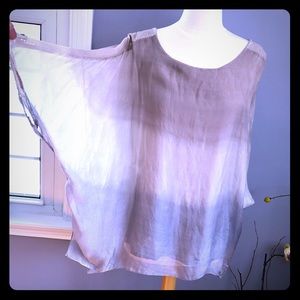 Italian, Romantic, Flowy, Silver & Cream, 3/4-sleeve Blouse